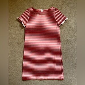 J. Crew Red and White Striped Dress